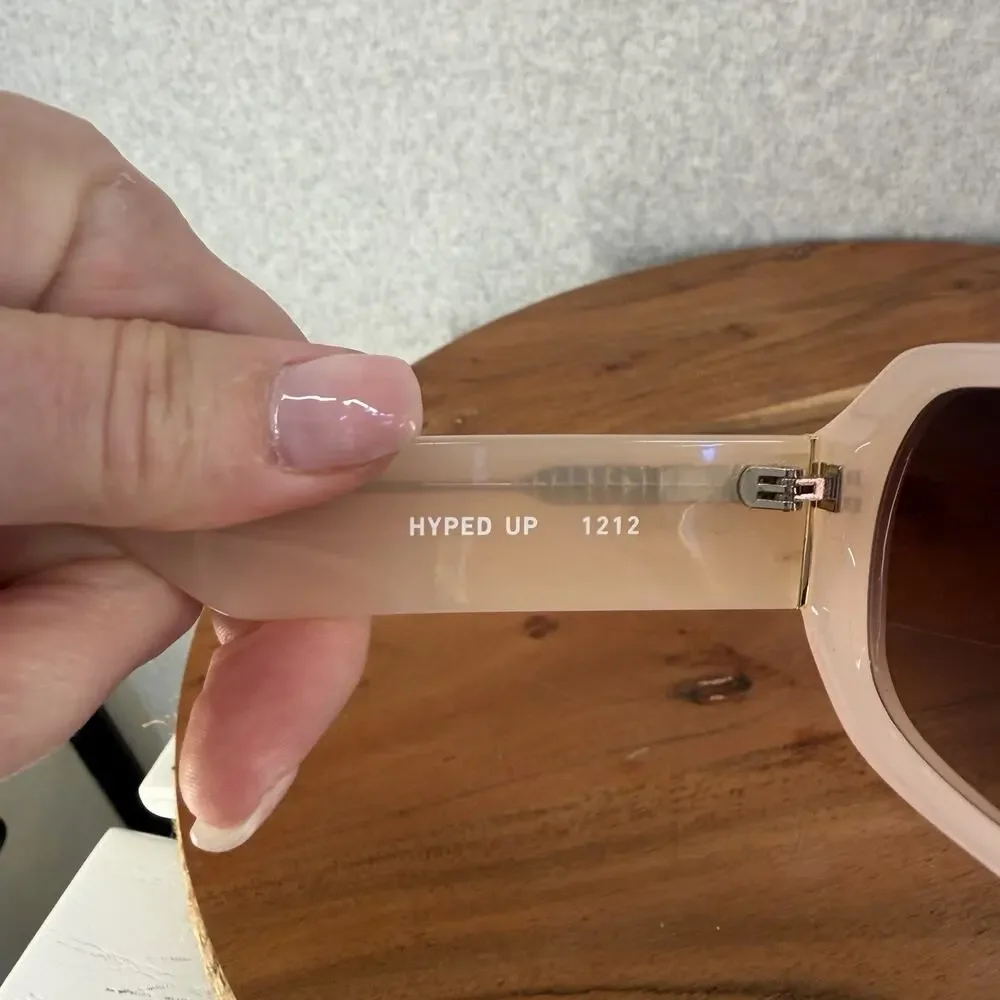 Quay Australia Hyped Up Narrow Hexagon Sunglasses Pink Nude Perfect Condition - Picture 3 of 7